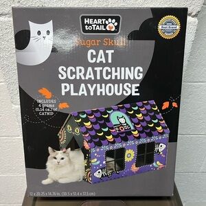 Sugar Skull Cat Scratching Playhouse - Purple and Black